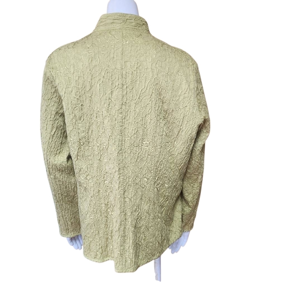 Chico's Green Textured Button Down Jacket (2) - image 5